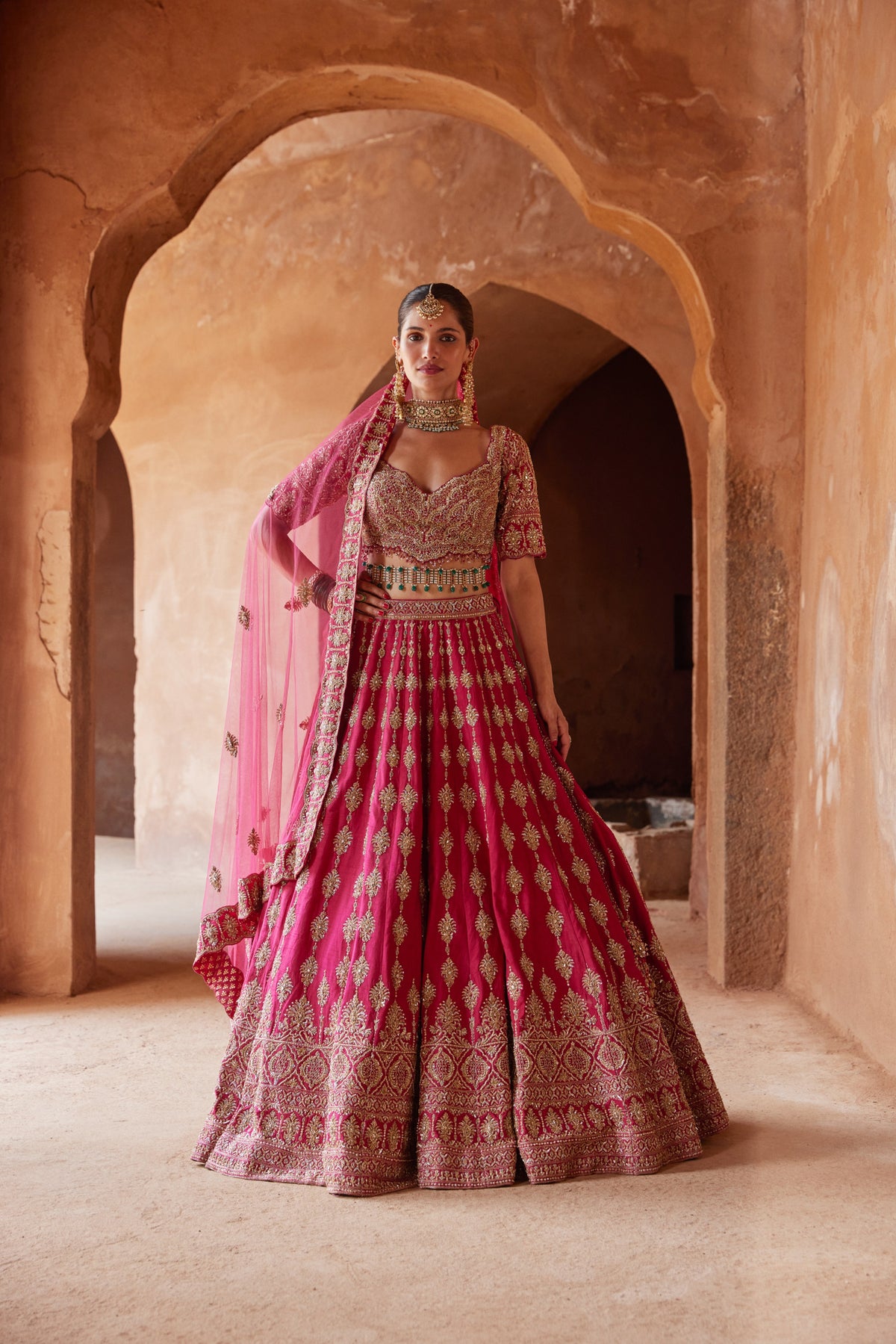 Fuschia Tarrunum Lehenga