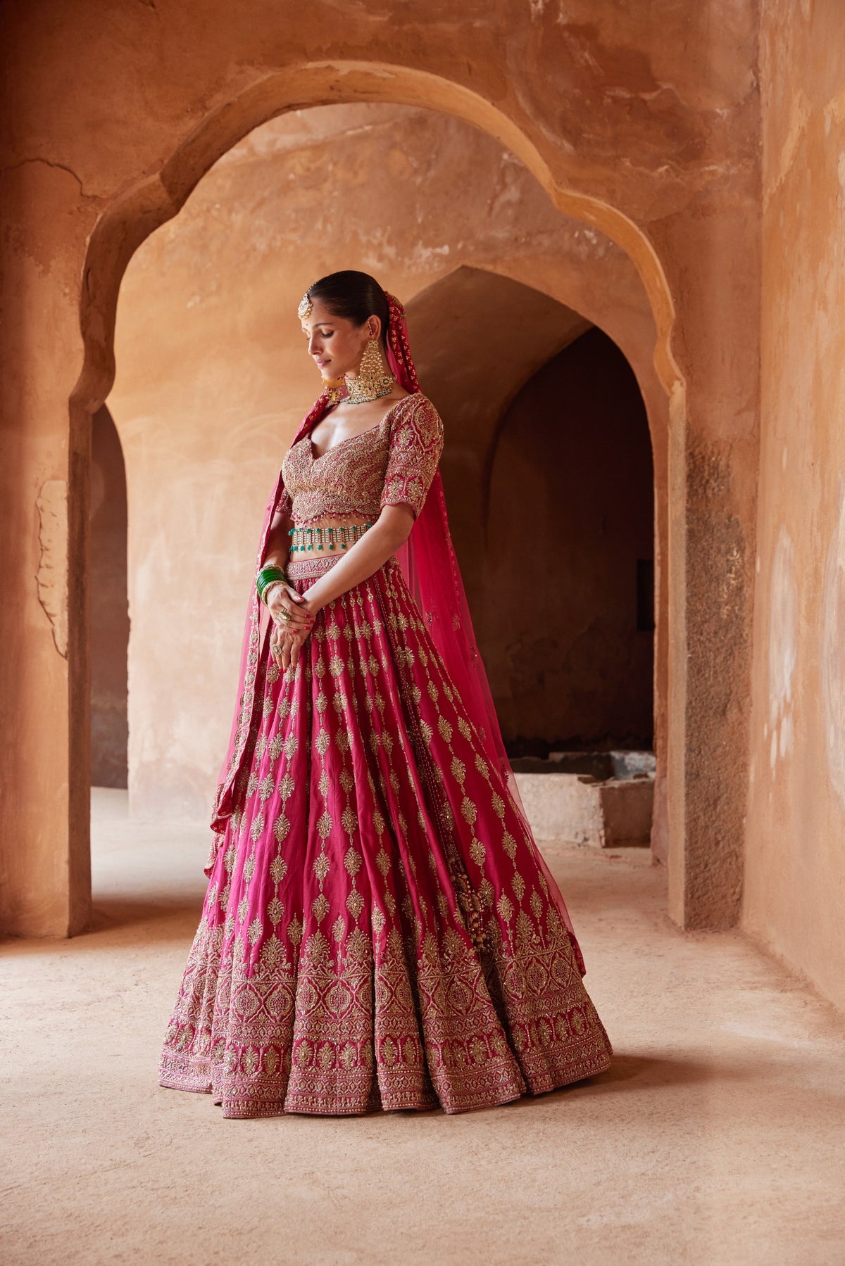 Fuschia Tarrunum Lehenga