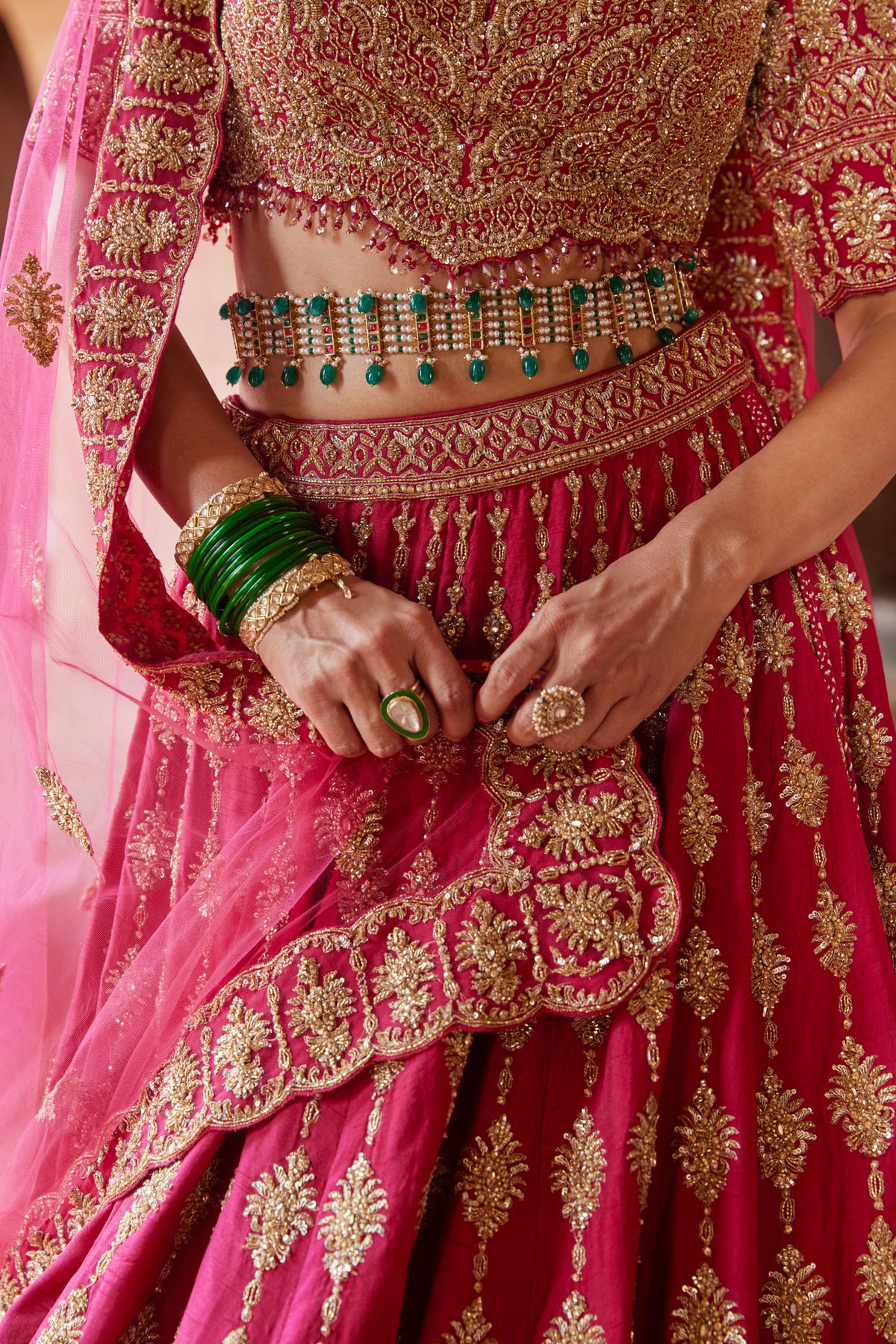 Fuschia Tarrunum Lehenga