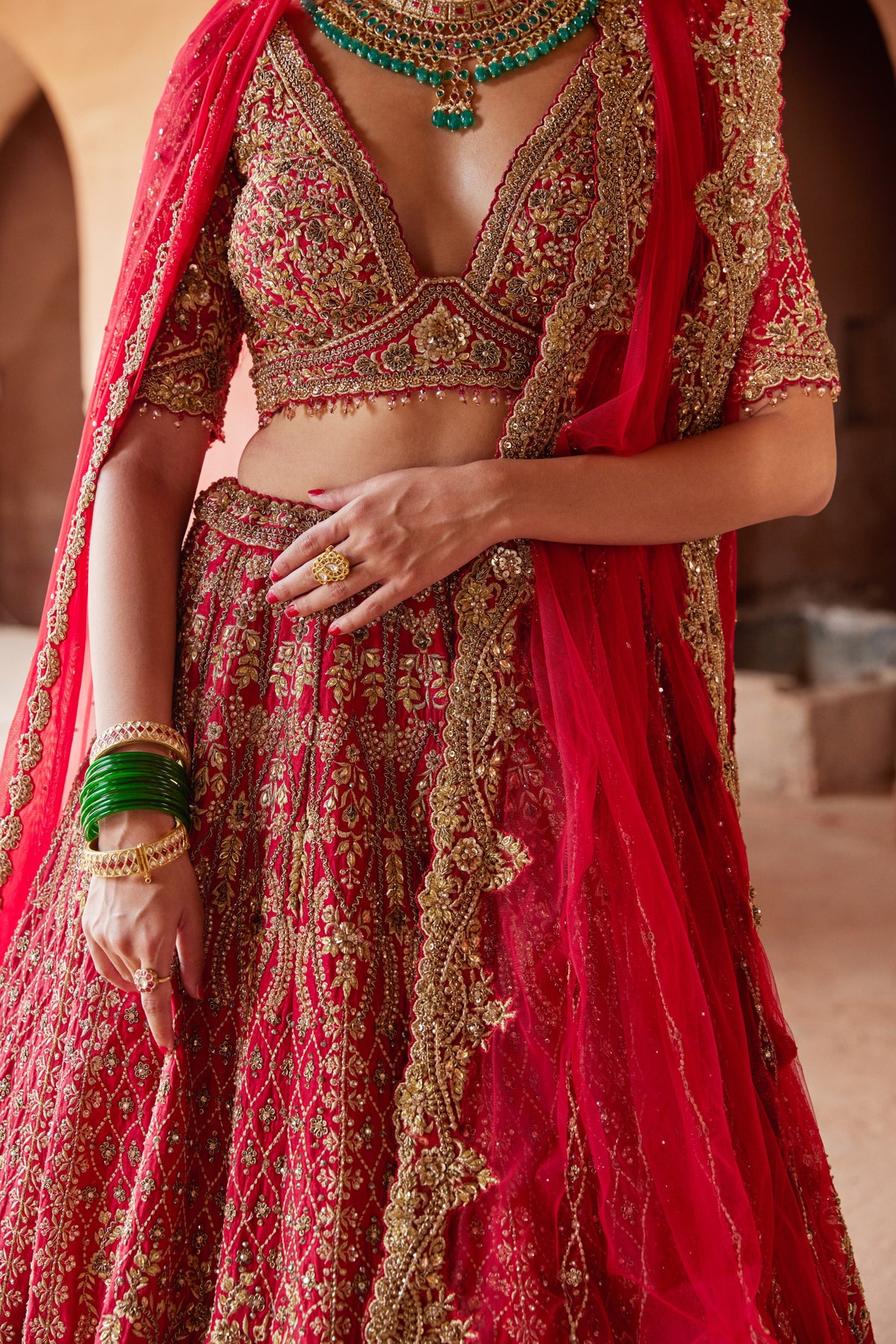 Red Raas Lehenga