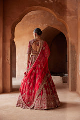 Red Saanjh Lehenga
