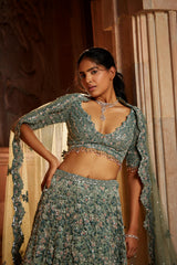 Sage Green Tulle Lehenga Choli Set
