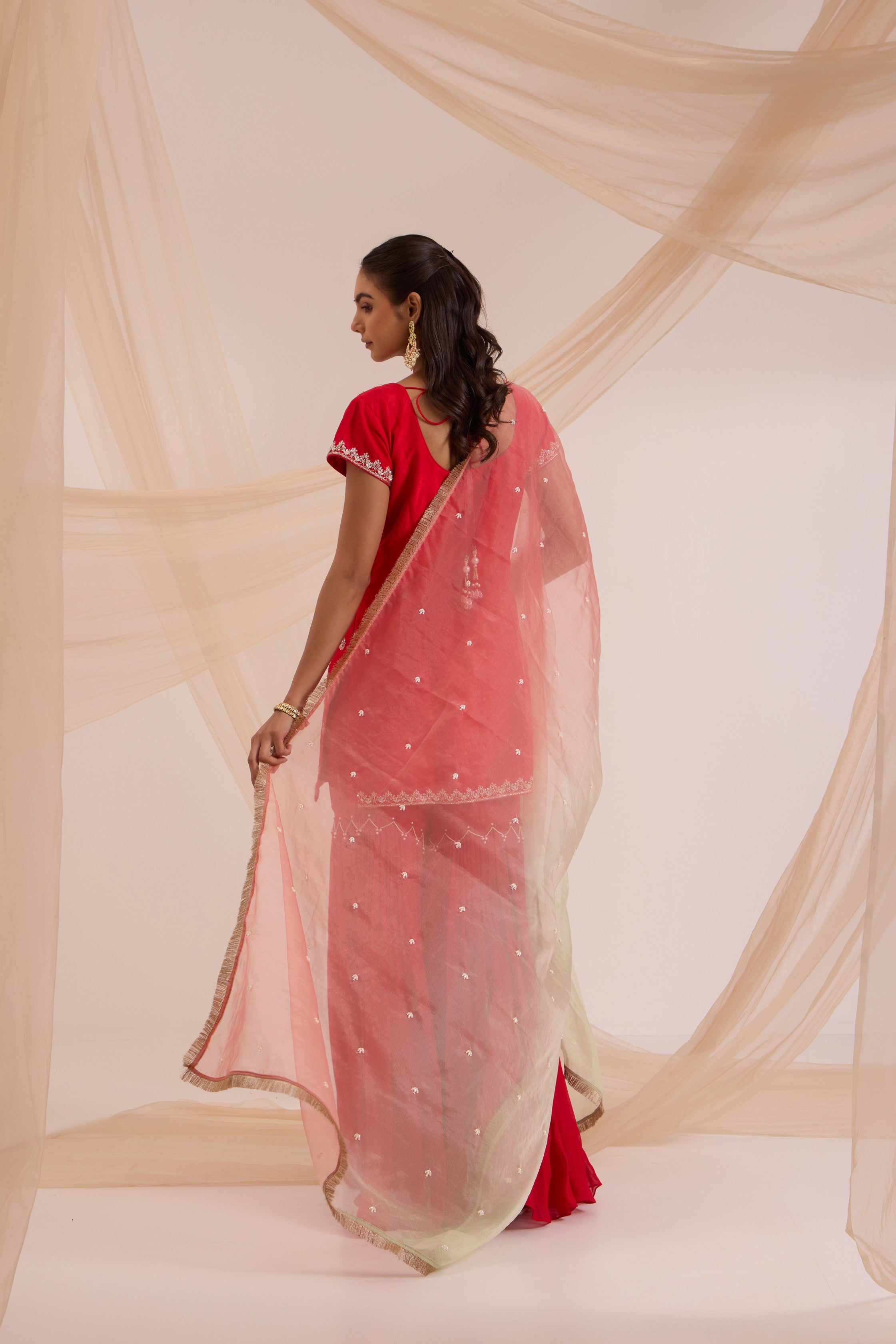 Red straight suit with garara & dupatta set