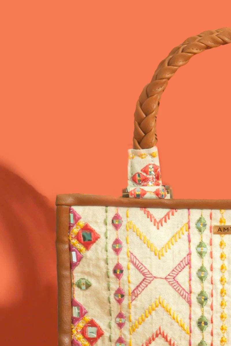 Nadia Mirror Embroidered Handbag - Multicolor