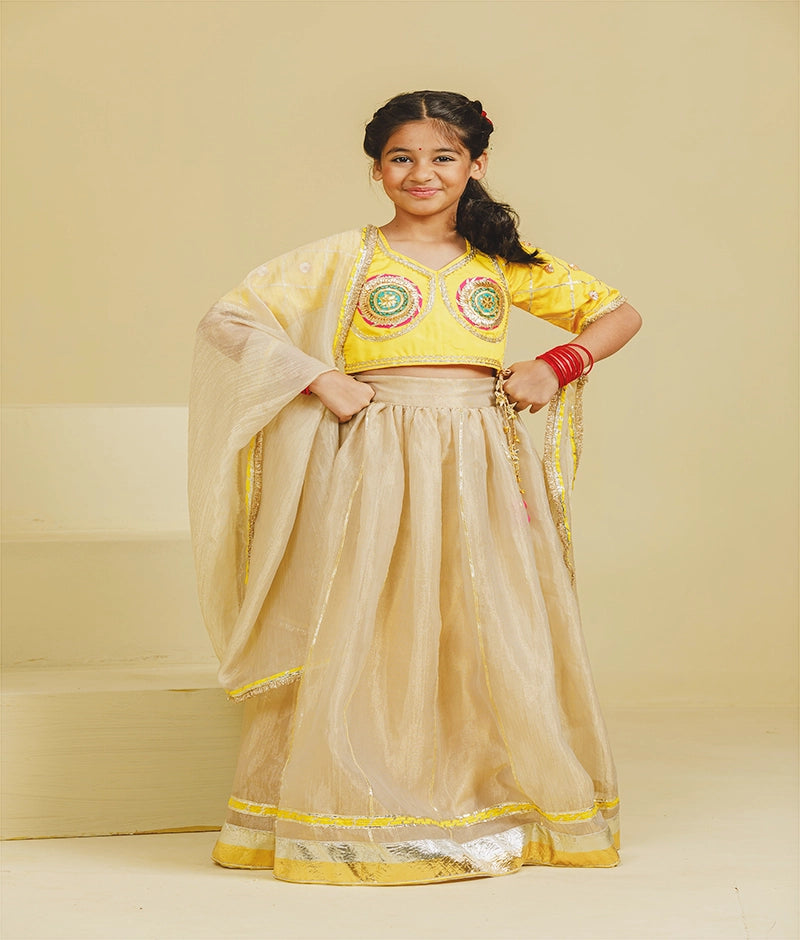 Yellow Aangi Choli with Lehenga Set