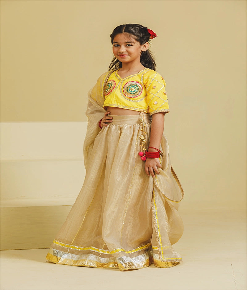 Yellow Aangi Choli with Lehenga Set