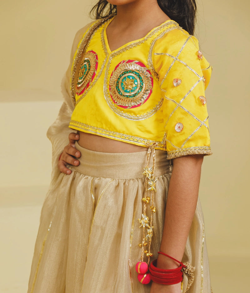 Yellow Aangi Choli with Lehenga Set