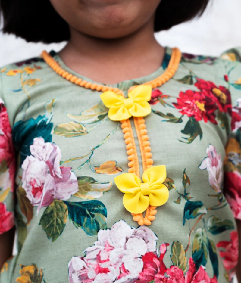 Green Printed Kurti with Plazo