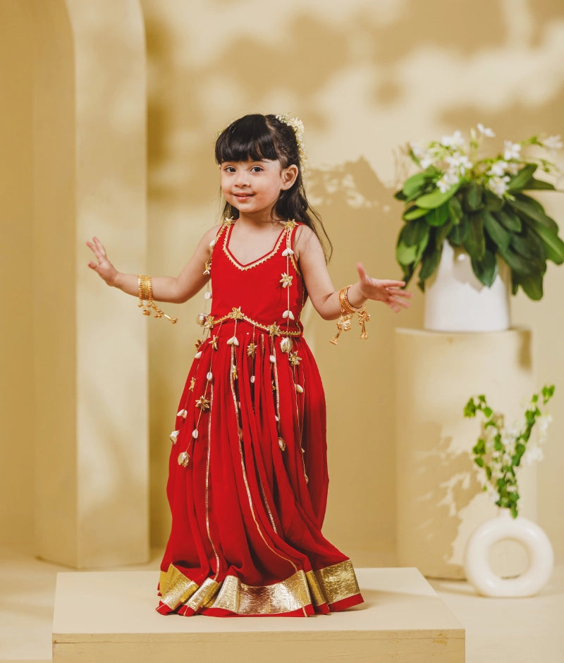 Red Georgette Lehenga Choli Set