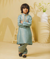 Blue Tissue Kurta Set