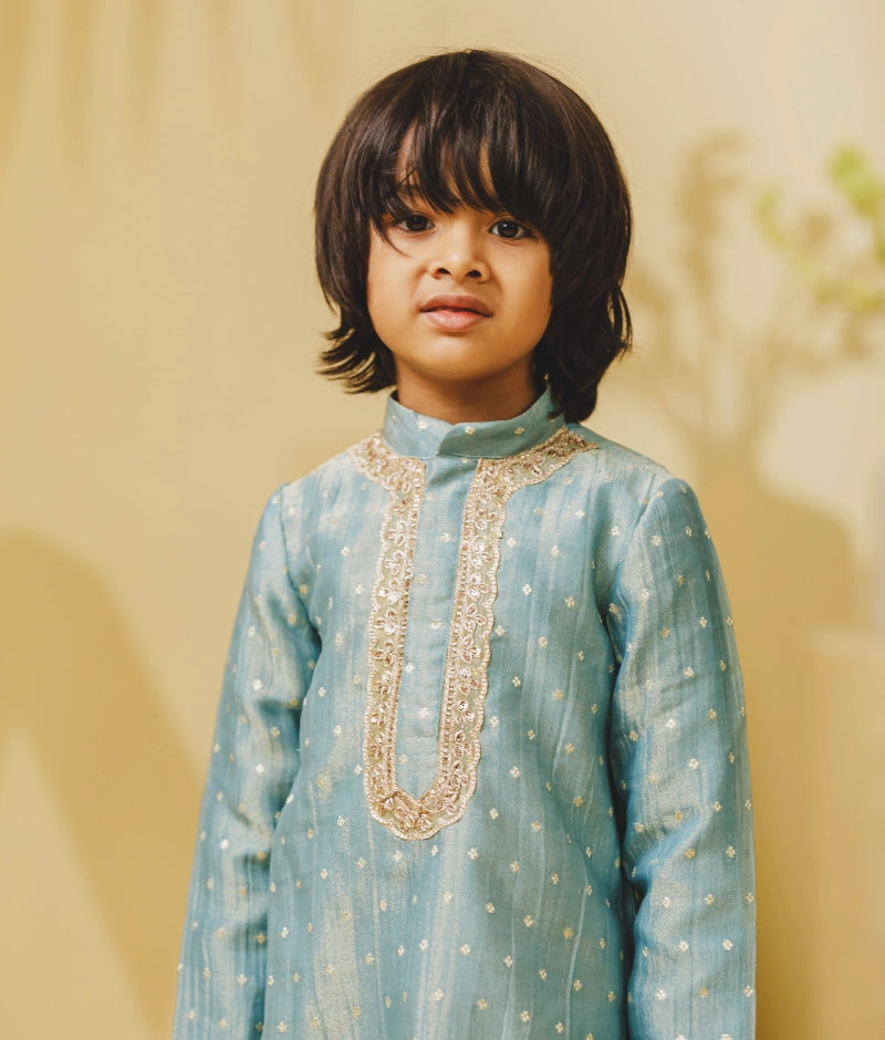 Blue Tissue Kurta Set