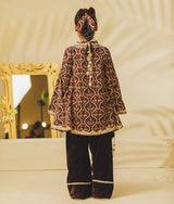 Brown Printed Velvet Kurti with Salwar