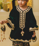 Green Velvet Kurti with Salwar