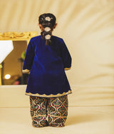 Blue Velvet Kurti with Salwar