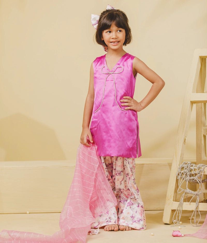 Purple Kurti with Printed Salwar