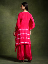 Fuschia Crepe Hand Embroidered Batik Print Cord Set