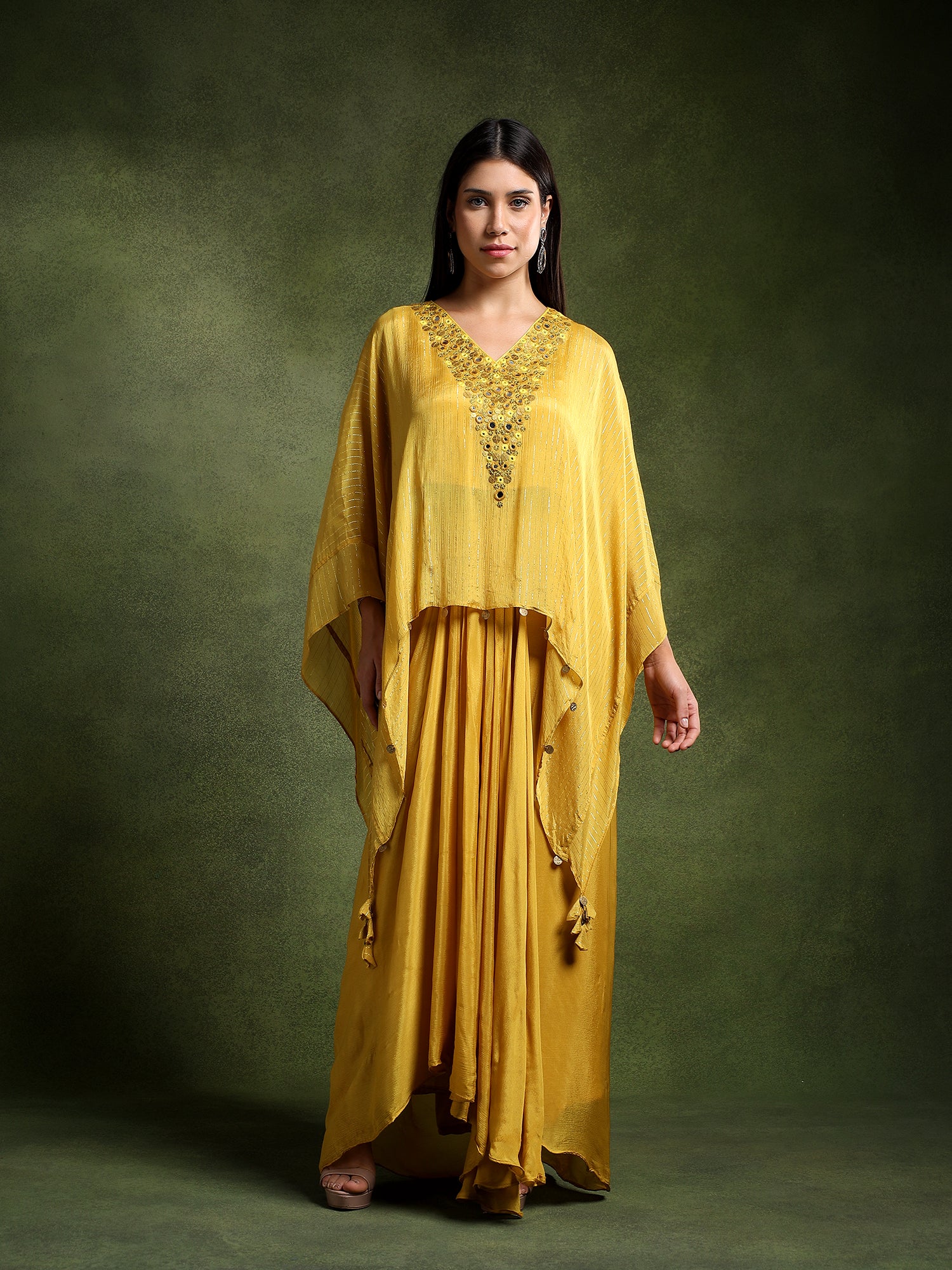 Chrome Yellow Chinon Skirt with Kimono