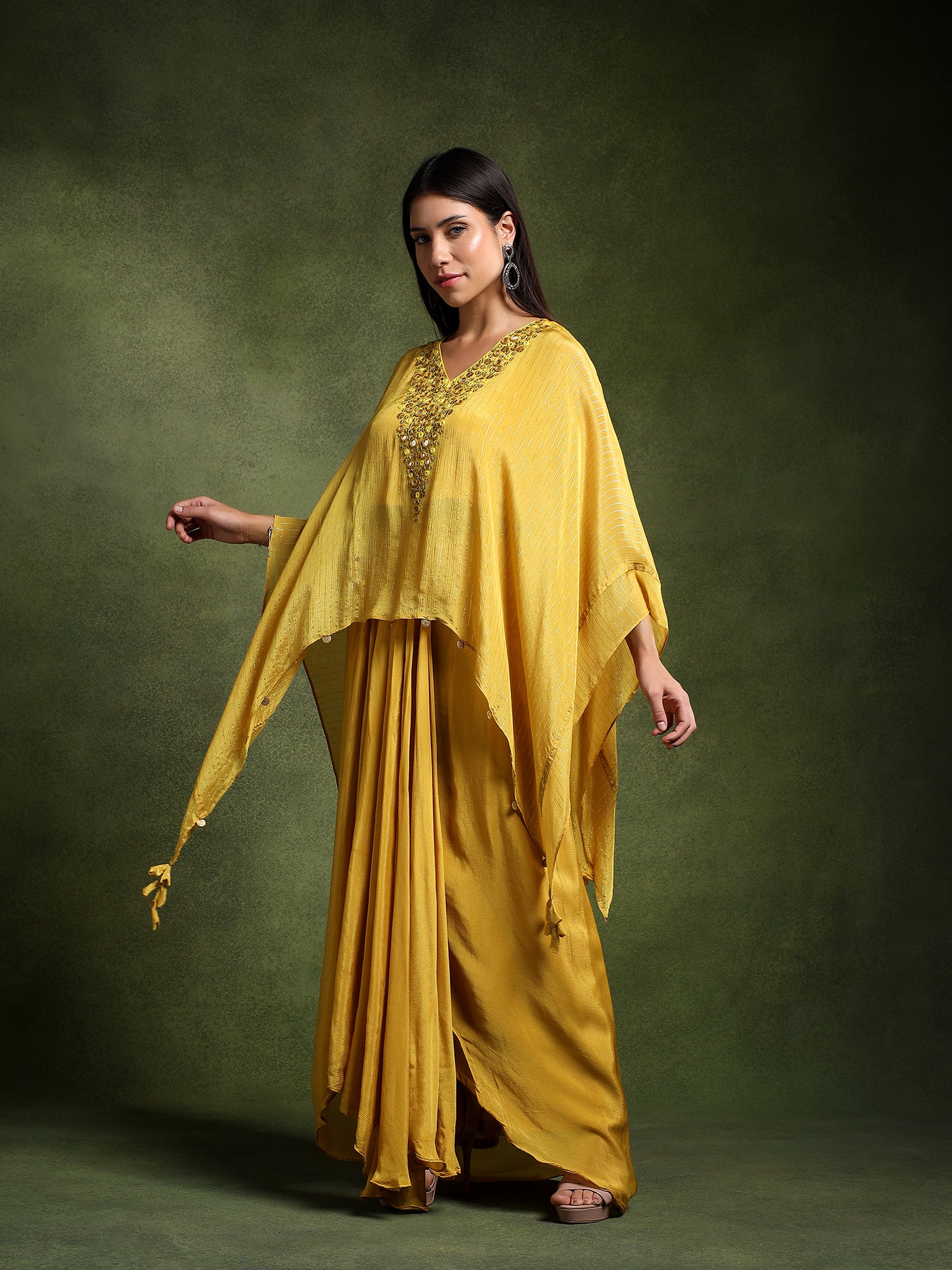 Chrome Yellow Chinon Skirt with Kimono