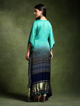 Long Hand Embroidered Satin Silk Bandhej Kaftan