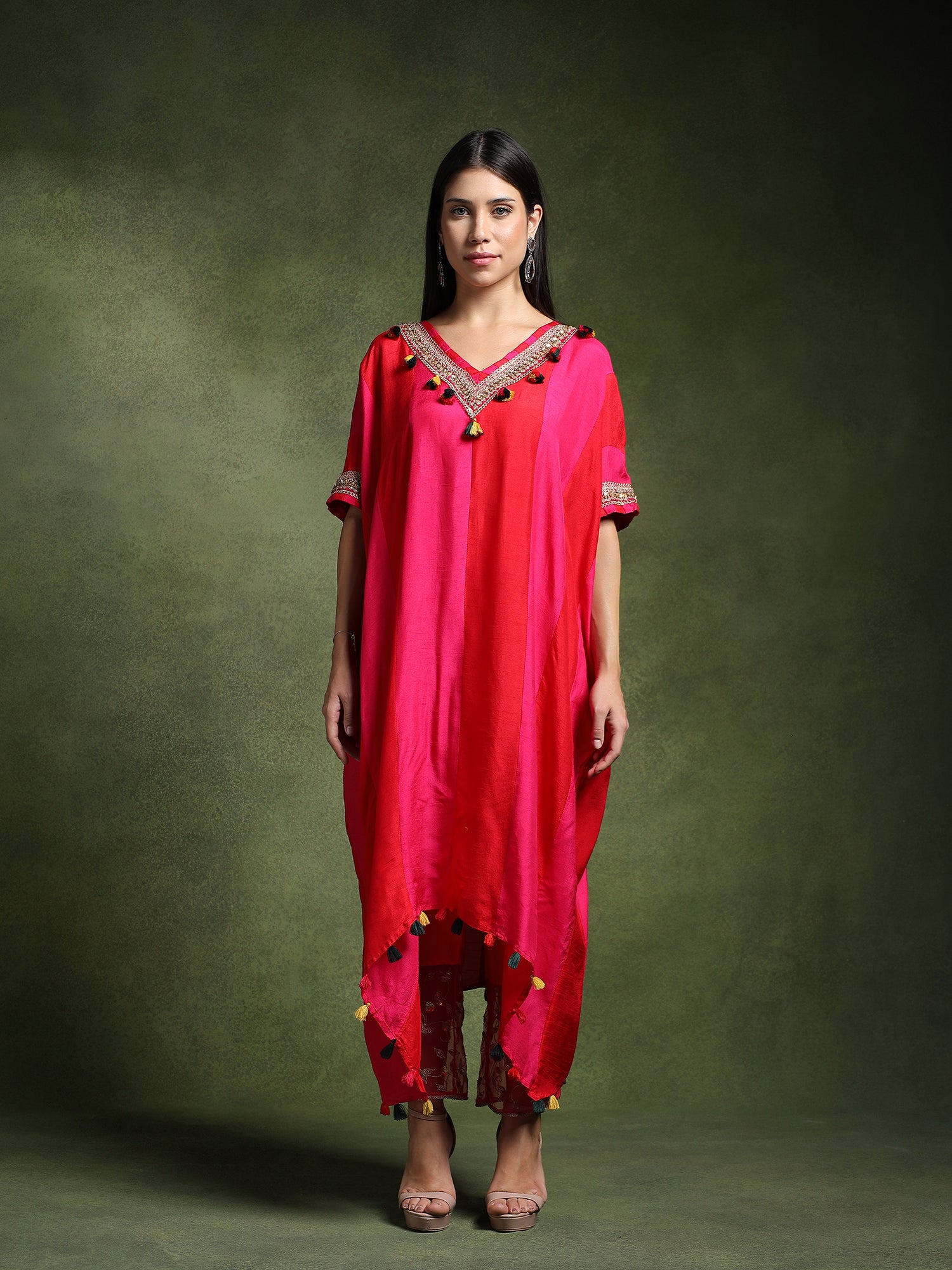 Silk Long Kaftan with Pants