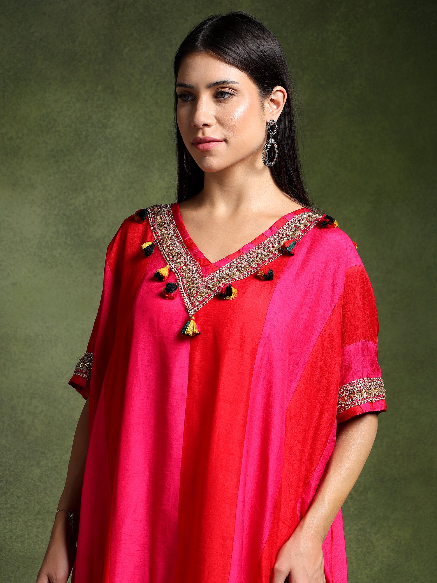 Silk Long Kaftan with Pants