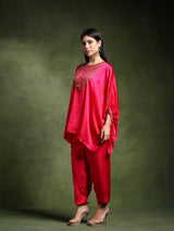 Fuschia Pink Satin Silk Kimono with Pants