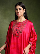 Fuschia Pink Satin Silk Kimono with Pants
