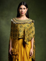 Satin Silk Ajrakh Printed Kimono with Draped Skirt
