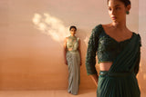 BOTTLE GREEN DRAPED SAREE