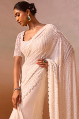 OFF WHITE SAREE SET