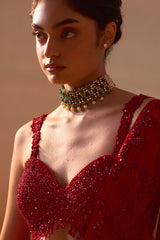 RED HEAVY DRAPED SAREE