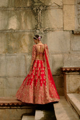 Red Mehr Lehenga