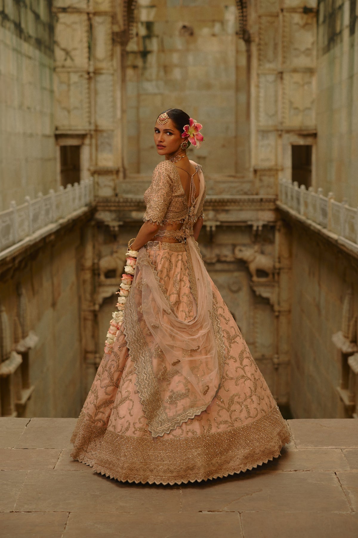 Peach Aara Lehenga