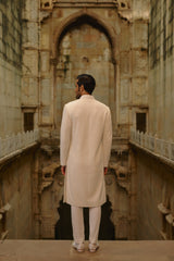 IVORY ALL OVER GEOMETRIC EMBROIDERED SHERWANI SET