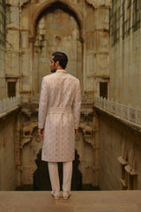 GREY SILVER EMBROIDERED SHERWANI SET