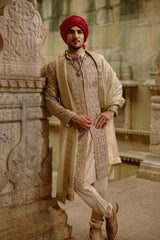 GOLD SHERWANI ZARDOZI EMBROIDERY SET
