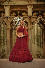 Burgundy Ruha Lehenga