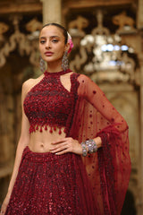 Burgundy Ruha Lehenga