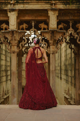 Burgundy Ruha Lehenga