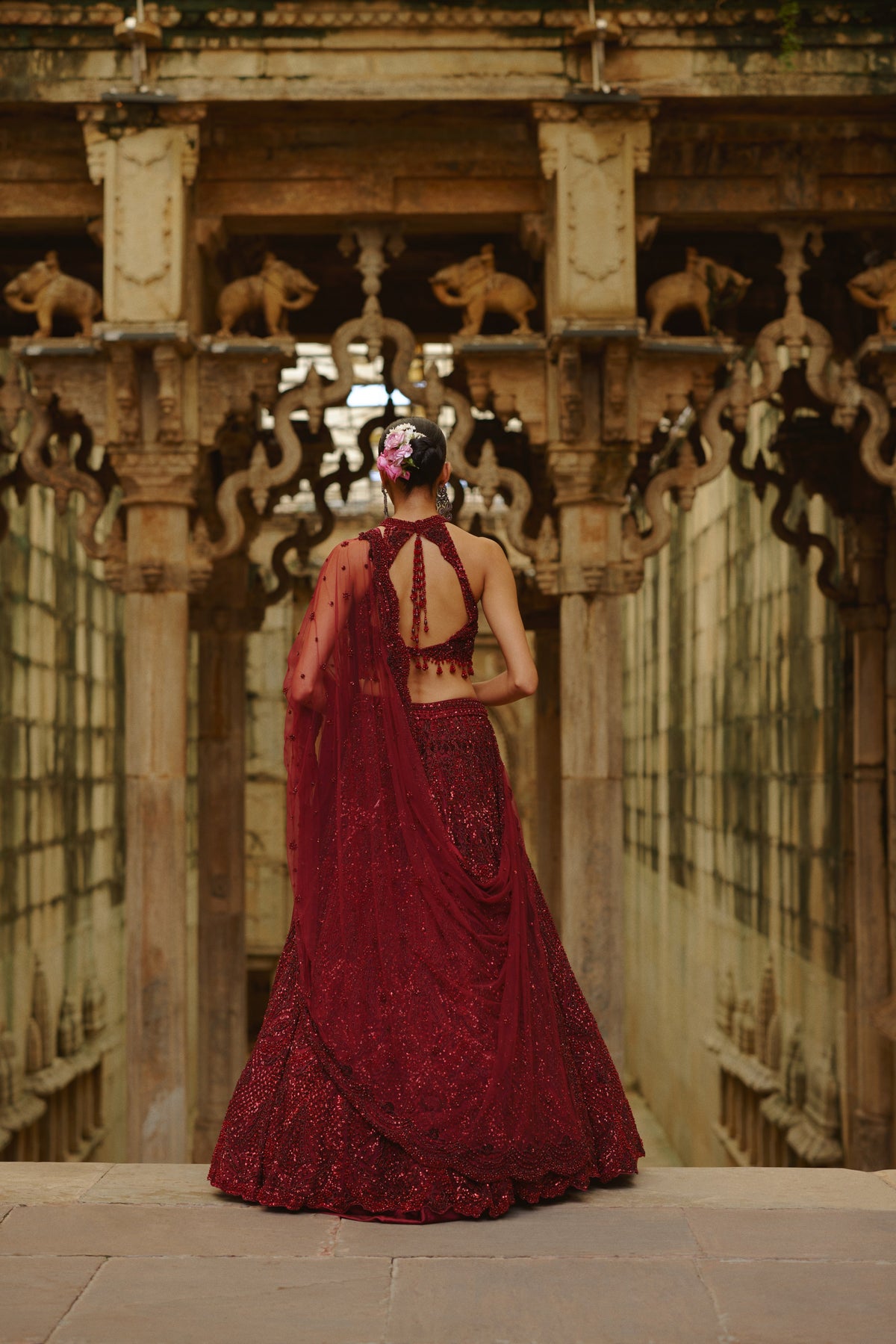 Burgundy Ruha Lehenga