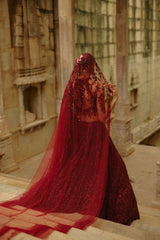 Burgundy Ruha Lehenga