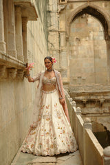 Cream Gota Lehenga