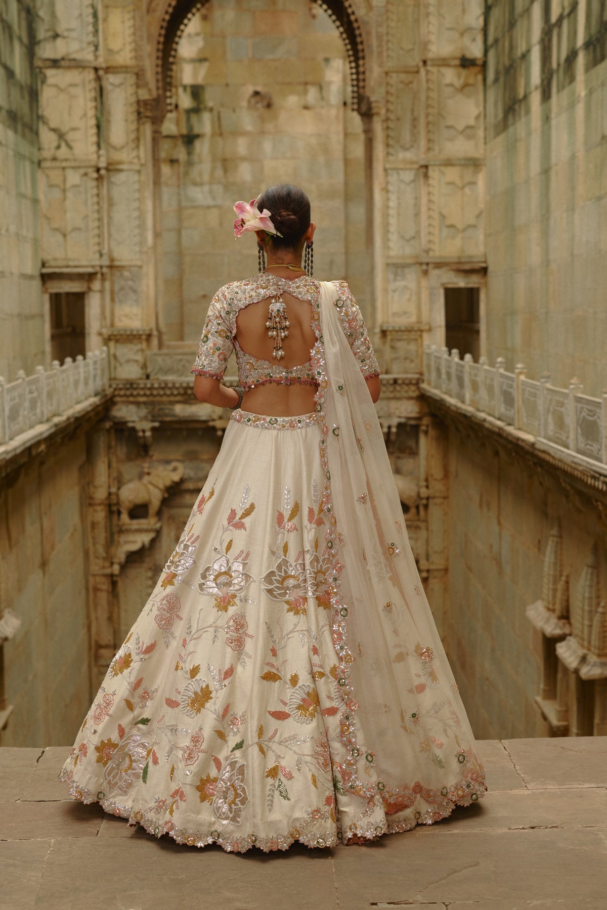 Cream Gota Lehenga