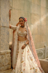 Cream Gota Lehenga
