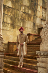 GOLD DUPION SILK SHERWANI SET