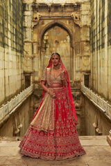 Red-Gold Saanjh Lehenga