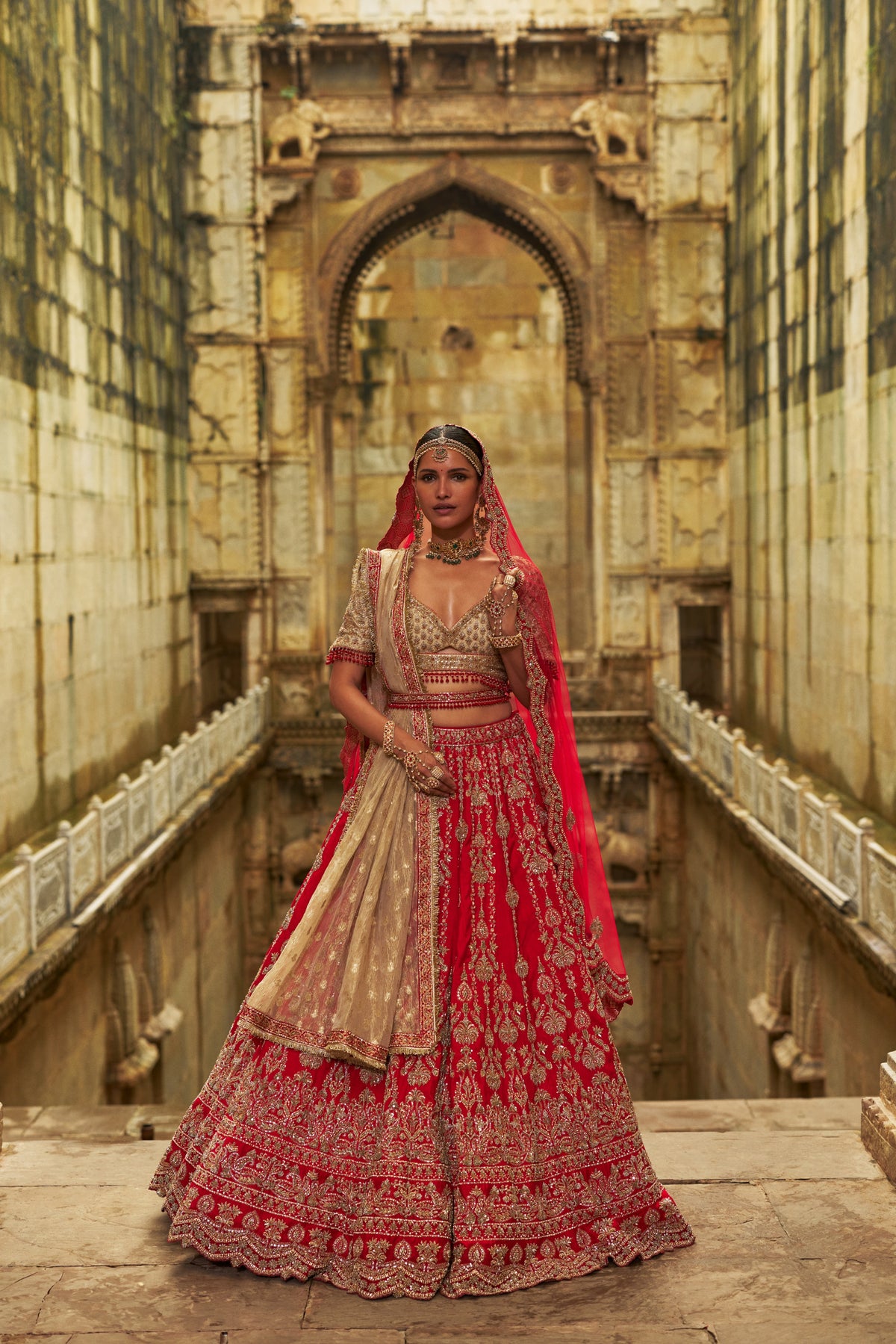 Red-Gold Saanjh Lehenga