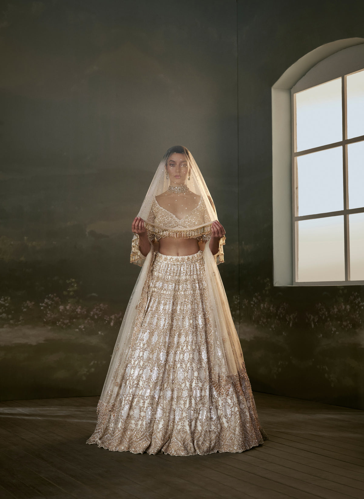 Ivory And Gold Lehenga Choli Set