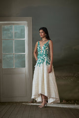 Ivory Organza Layered Asymmetrical Dress