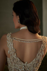 Cream Peplum Top And Sharara Set